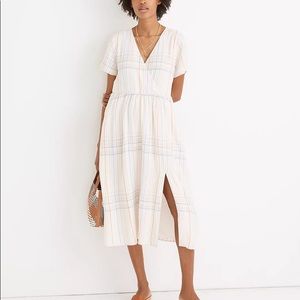 Madewell Clara striped midi linen blend wrap dress